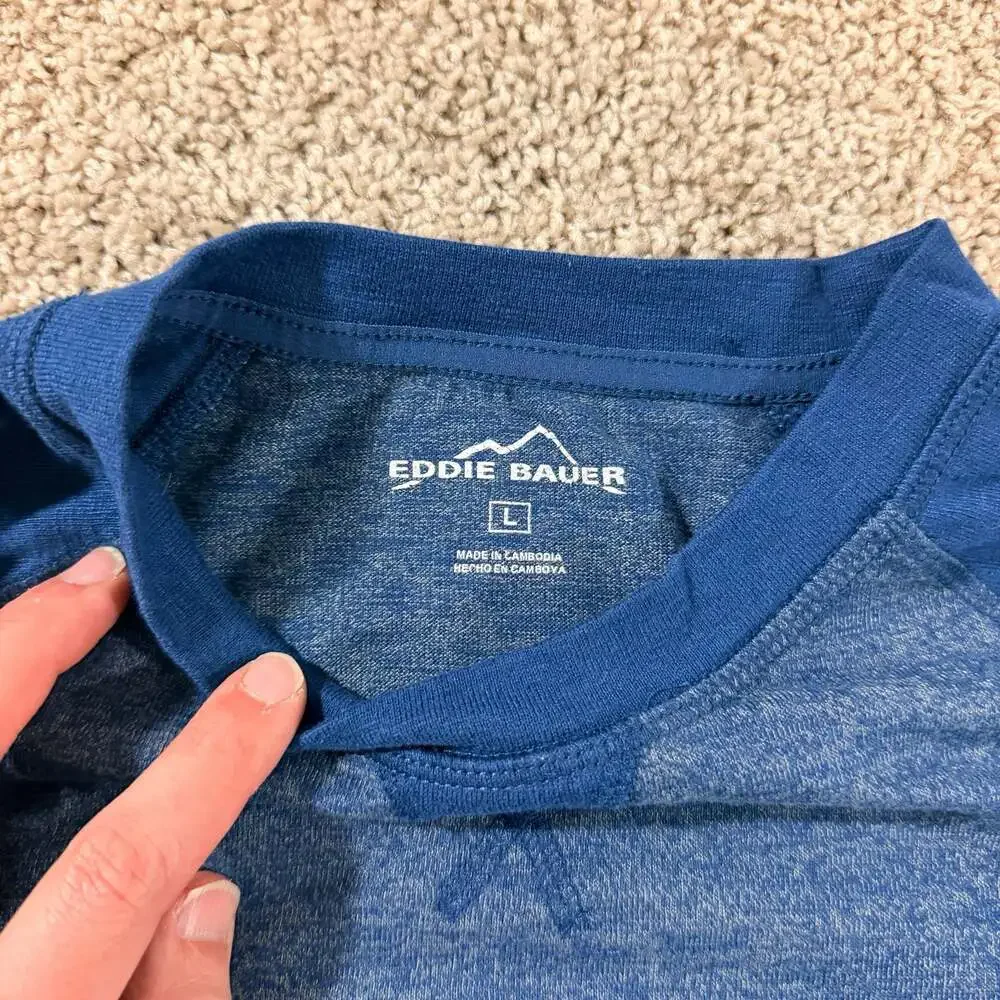 Eddie Bauer Raglan Long Sleeve Shirt Blue Heather Outdoor Mens Large EUC - Picture 6 of 7